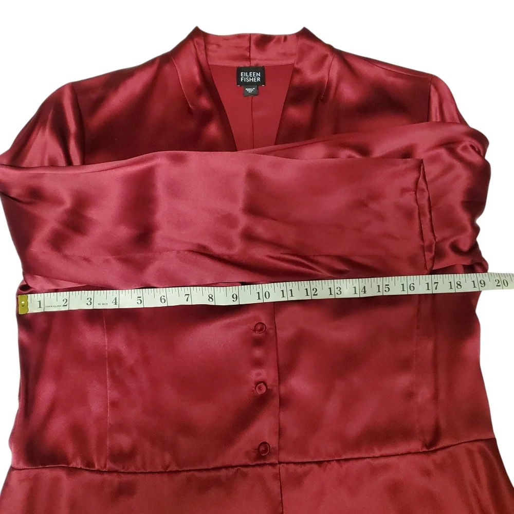 Eileen Fisher Set - Red Silk Jacket & Sleeveless Blouse - Sz Medium - Luxurious